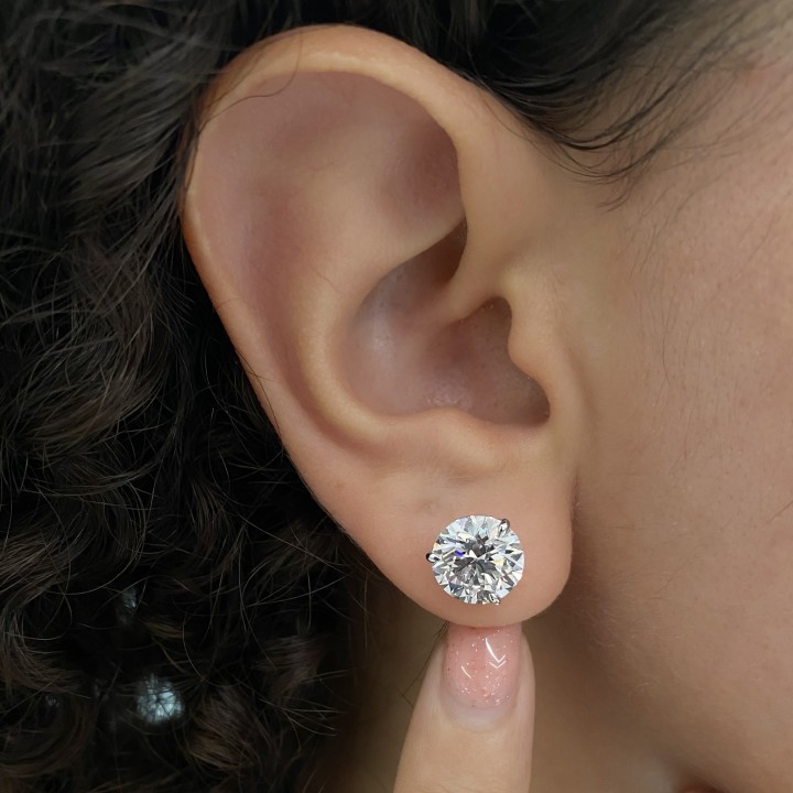 6.43 carat TW Lab-Grown GIA Graded Diamond Studs flat