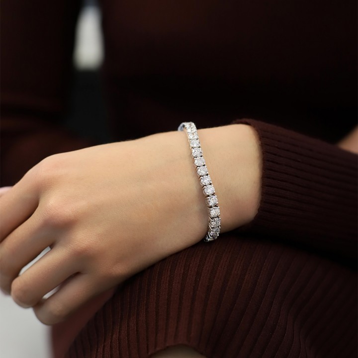 14.3 carat Round Lab Diamond Four Prong Tennis Bracelet