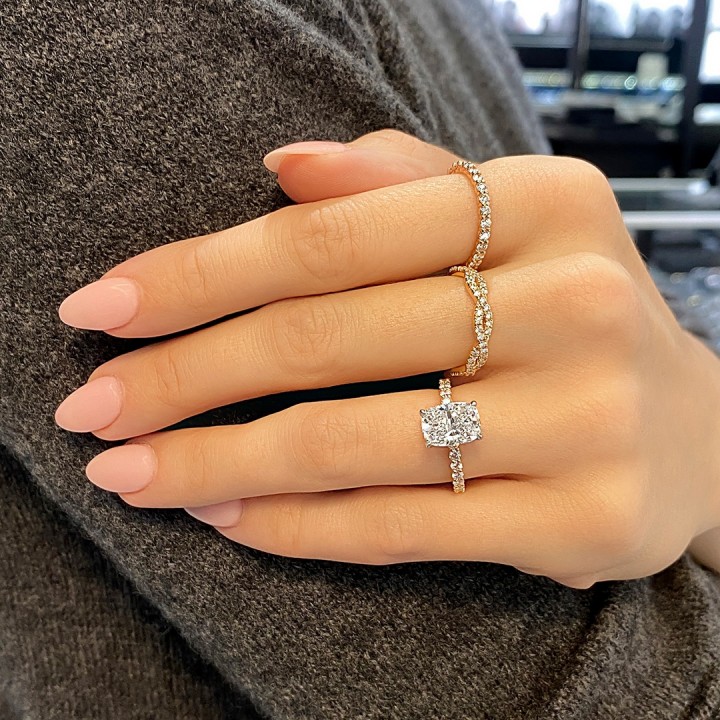 2.41 carat Cushion Cut Lab Diamond Two-Tone Engagement Ring flat