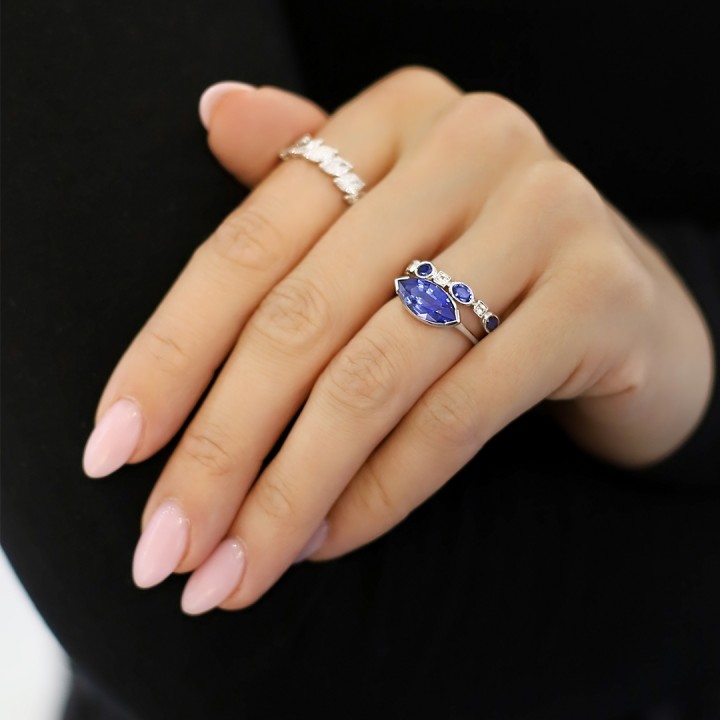 2.59 carat Marquise Sapphire Invisible Gallery­™ Ring flat