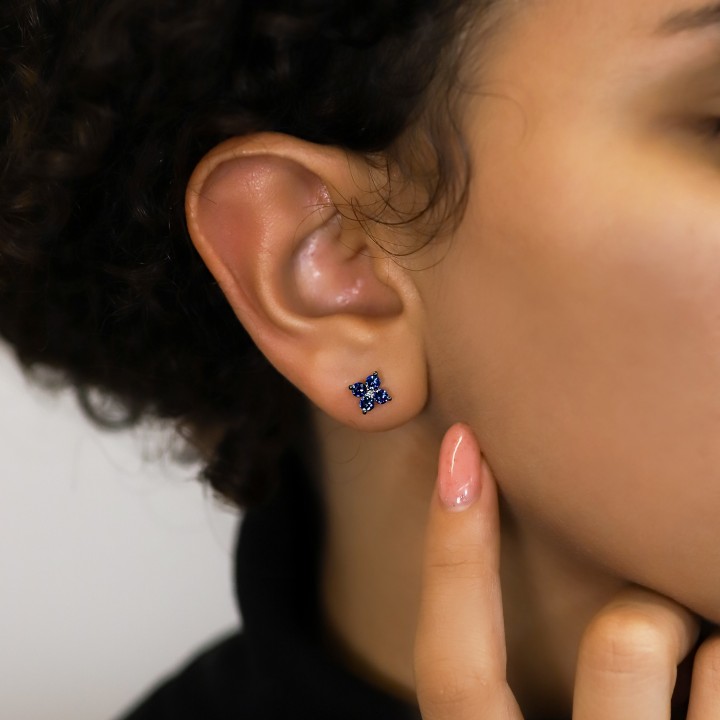 Sapphire Flower Earrings flat