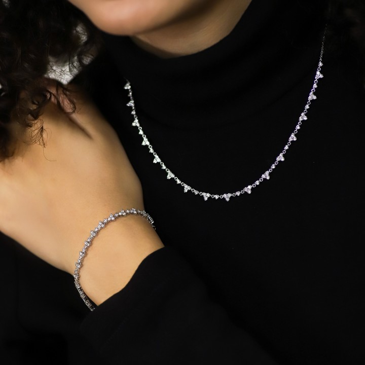Diamond Trio Cluster Necklace