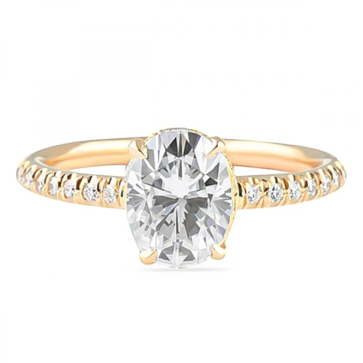 Oval Moissanite Rose Gold Invisible Gallery™ Ring flat