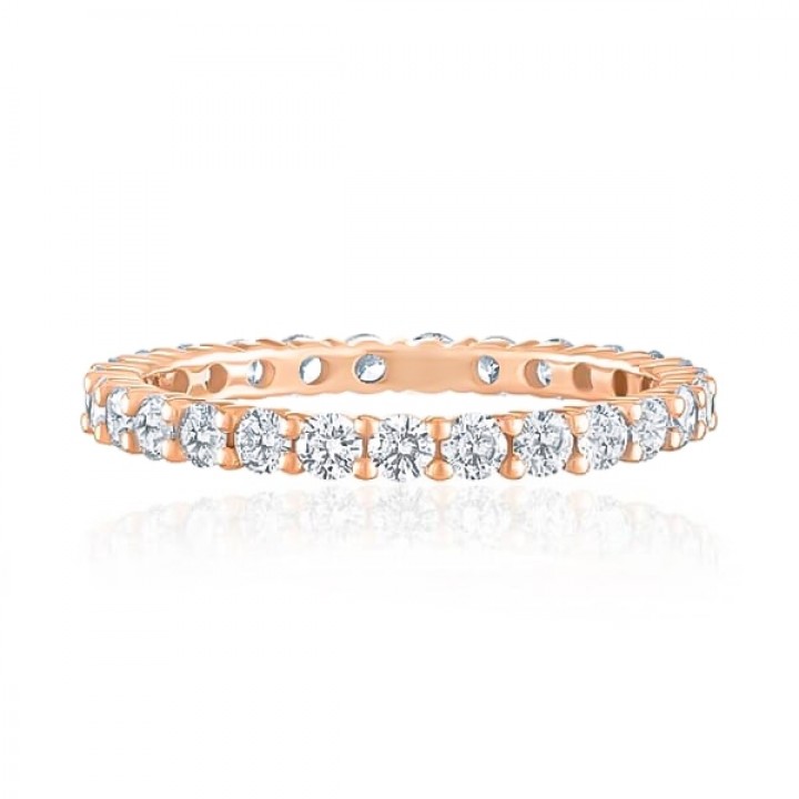 .90 Carat Round Diamond Close Basket Eternity Band rg flat