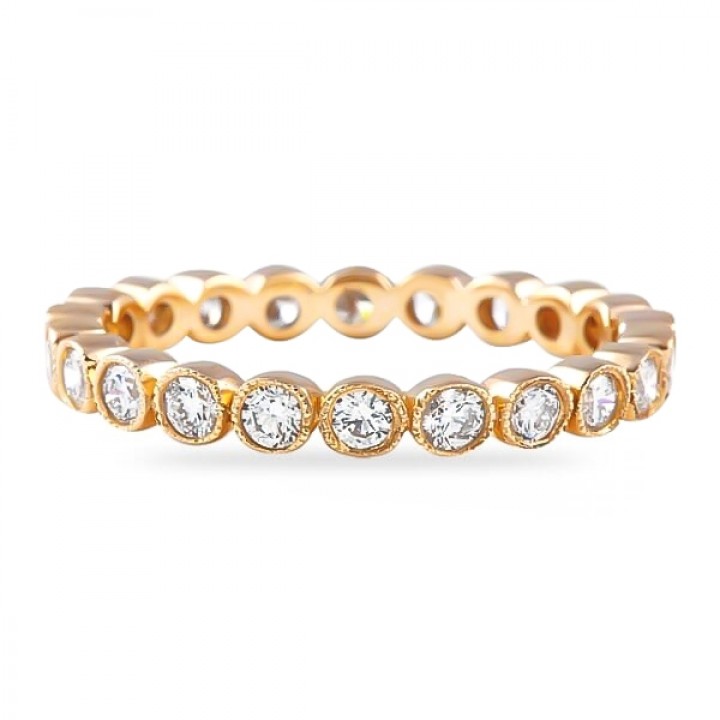 .75ct Round Diamond Rose Gold Bezel Eternity Band flat