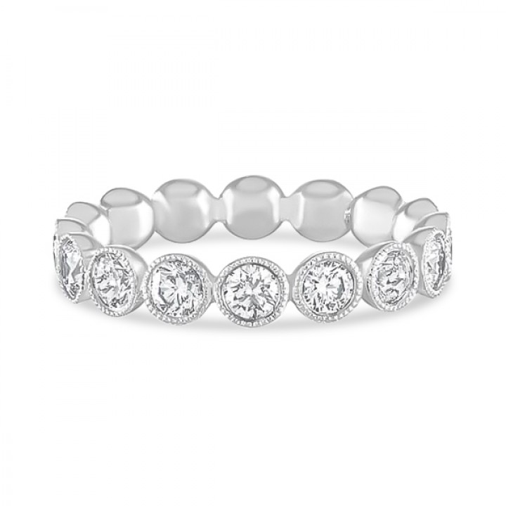 1.59 carat Round Diamond Wide Bezel Eternity Band flat