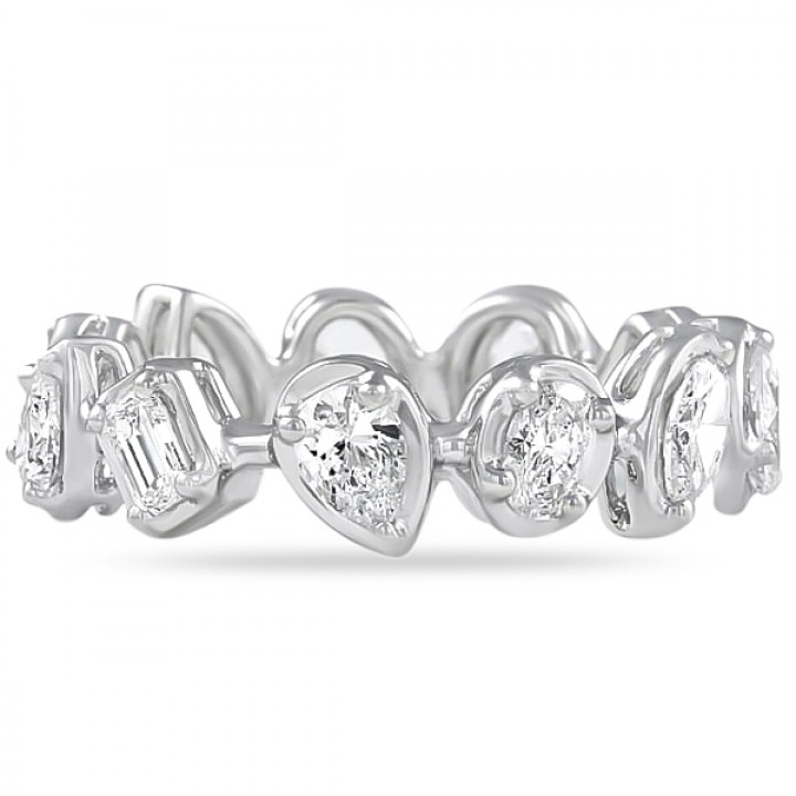 Multi-Shape Diamond Half-Bezel Eternity Band flat