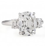 4.04 carat Antique Cushion Lab Diamond Three-Stone Ring