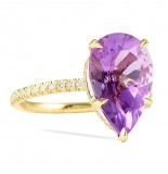 Amethyst Pear and Diamond Yellow Gold Ring