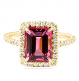 Tourmaline and Diamond Rose Gold Halo Ring