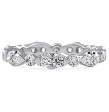 Round Diamond Patterned Eternity Band flat