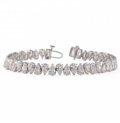 12 carat Pear Shape Lab Diamond Alternating Tennis Bracelet circle