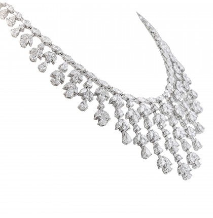 37.53 carat Marquise and Pear Lab Diamond Statement Necklace