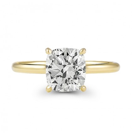 2.05 carat Cushion Diamond Yellow Gold Solitaire Ring front