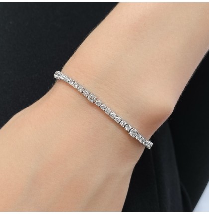 4.2 carat Round Lab Diamond Station Tennis Bracelet flat