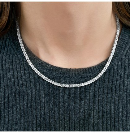 17 carat TW Emerald Cut Lab Diamond Tennis Necklace