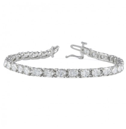 6.50 carat Lab Grown Oval Diamond Tennis Bracelet flat