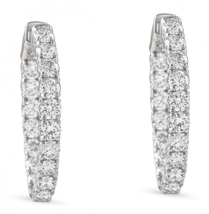 Round Lab Diamond Elongated In & Out Hoop Earring