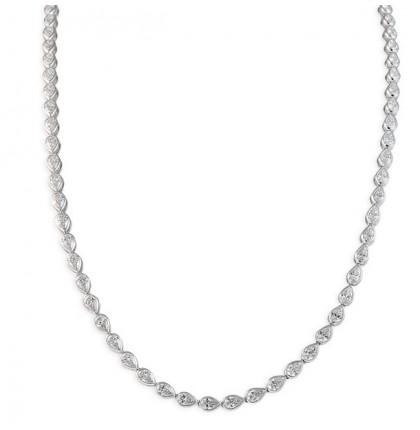 11.9 carat Pear Shape Lab Diamond East-West Bezel Tennis Necklace