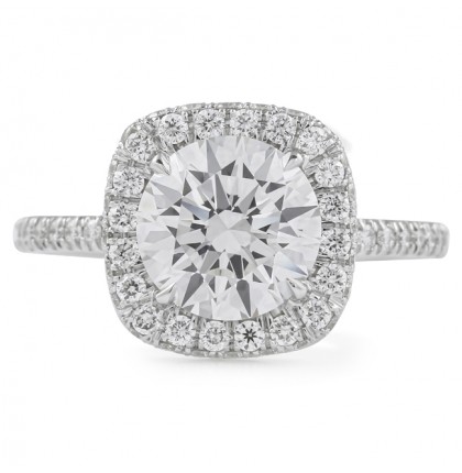 1.91 carat Round Lab Diamond in Cushion Halo Ring flat