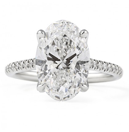 4.02 carat Oval Shape Lab Diamond Lotus Engagement Ring back