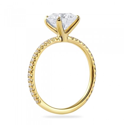 1.51ct Round Diamond Yellow Gold Pave Engagement Ring angle