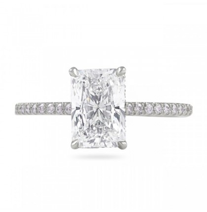 1.70 carat Radiant Cut Diamond Super Slim Band Engagement Ring