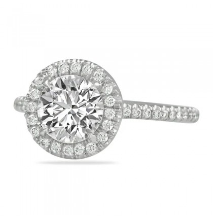 1.30ct Round Diamond Classic Halo Engagement Ring flat