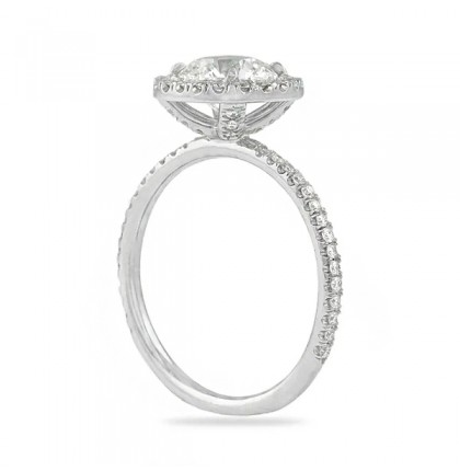 1.30ct Round Diamond Classic Halo Engagement Ring flat