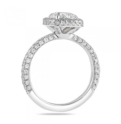 1.52ct Round Diamond Halo Three-Row Engagement Ring halo