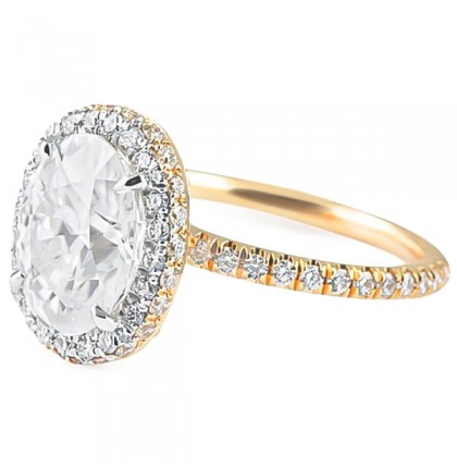 1.70 carat Oval Diamond Two-Tone Halo Engagement Ring flat