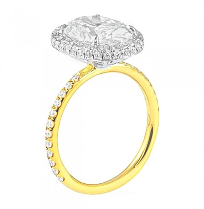 2.70 carat Oval Diamond Two Tone Halo Engagement Ring angle