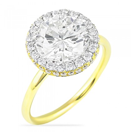 2.75 Carat Round Diamond Two-Tone Halo Engagement Ring top