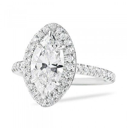 1.70ct Marquise Diamond Halo Engagement Ring flat