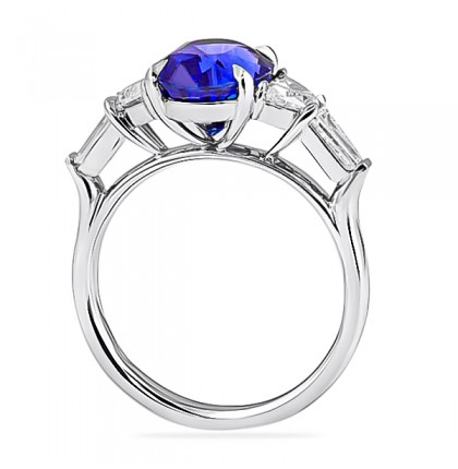 3.25ct Oval Sapphire And Diamond Five-Stone Engagement Ring flat