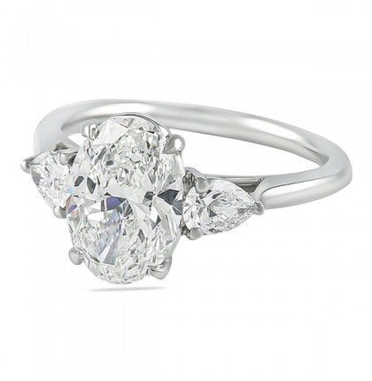 2.03ct Oval Diamond Three-Stone Engagement Ring flat