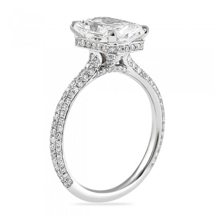 2.50ct Radiant Cut Diamond Slim Three-Row Band Engagement Ring