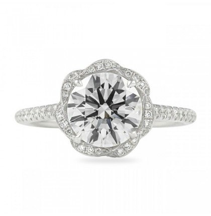 2.60ct Round Diamond Twisted Halo Engagement Ring flat