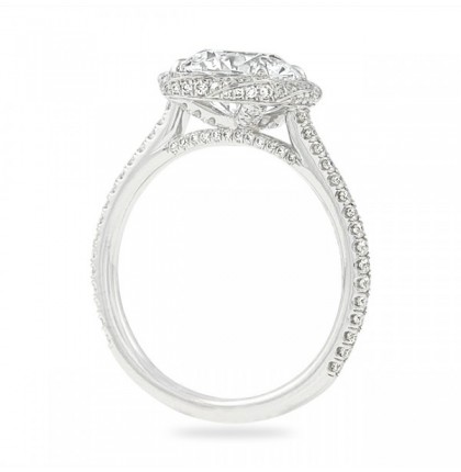 2.60ct Round Diamond Twisted Halo Engagement Ring flat