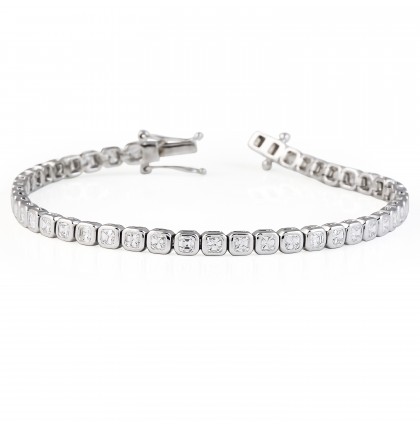 3.47 carat Bezel Set Asscher Diamond Tennis Bracelet round