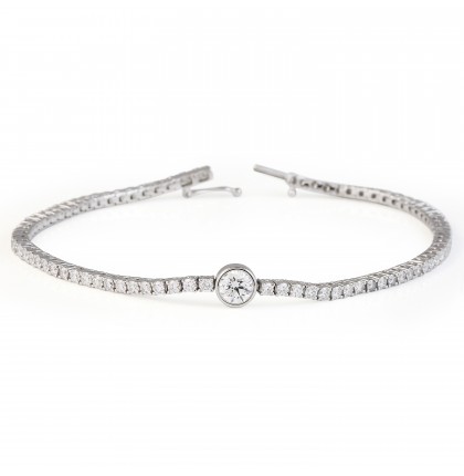 2.02 carat Diamond and Bezel Diamond Tennis Bracelet round