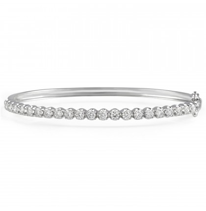 1.5 carat TW Illusion Set Diamond Bangle Bracelet flat