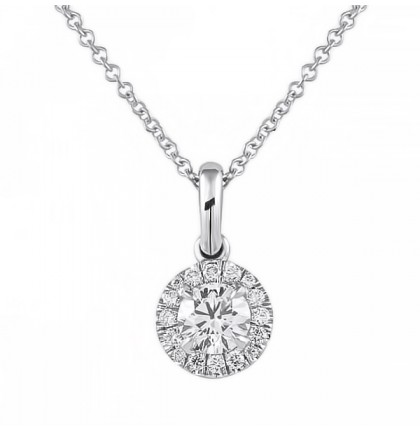 Petite Round Diamond Halo Pendant