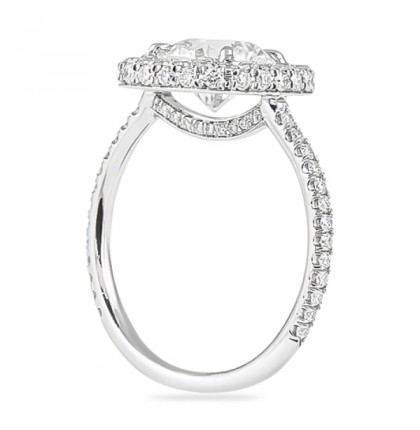 1.71ct Round Diamond in Cushion Halo Engagement Ring flat