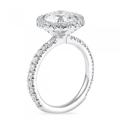 2.20ct Round Diamond Platinum Halo Engagement Ring angle