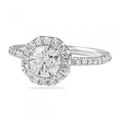 .70ct Round Diamond Octagon Halo Engagement Ring flat