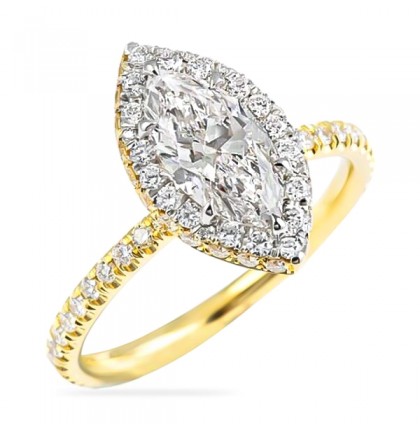 0.82 carat Marquise Diamond Two-Tone Halo Engagement Ring top