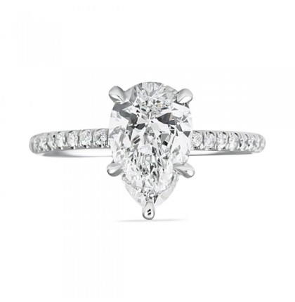 2.00ct Pear Shape Diamond Pave Basket Engagement Ring