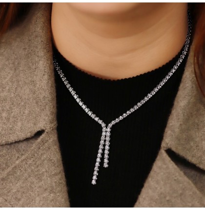 6.52 carat Graduating Size Diamond Tassel Tennis Necklace