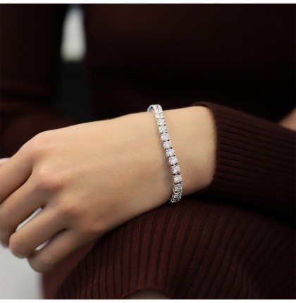 14.3 carat Round Lab Diamond Four Prong Tennis Bracelet